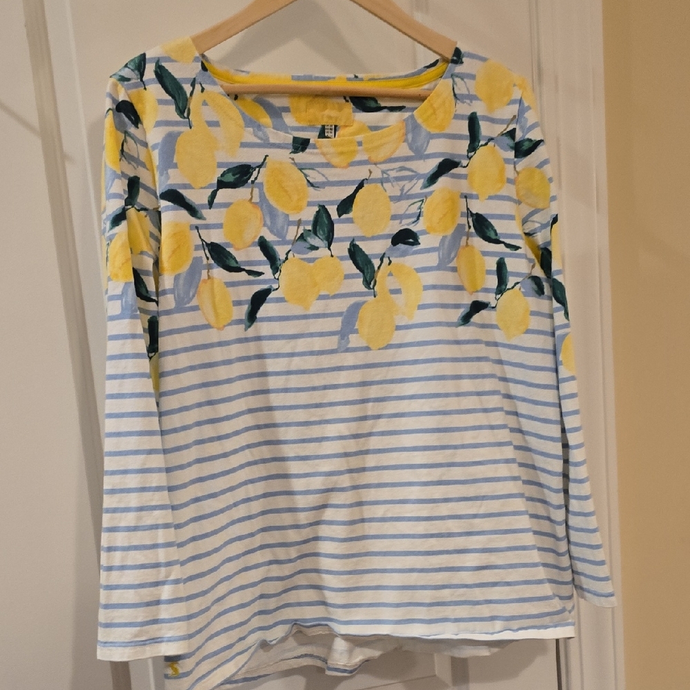 Joules Lemon Print Striped Harbour Top